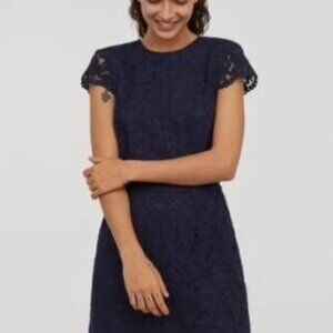 H & M Navy Blue Lace Midi Dress Size M
